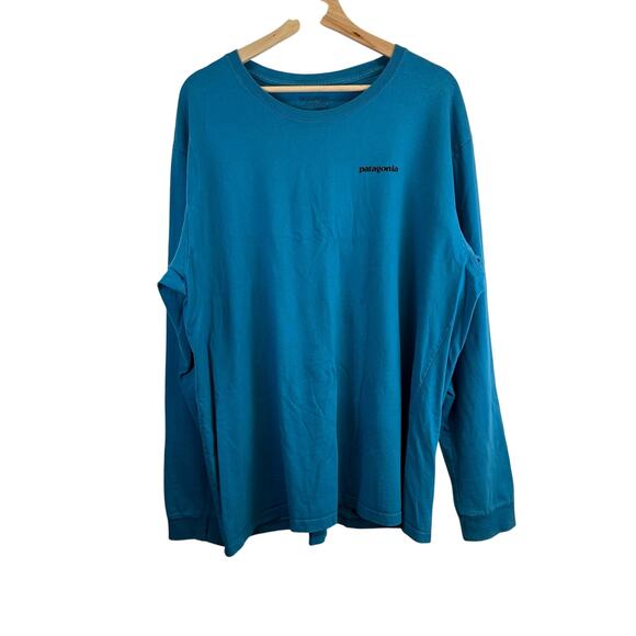 Patagonia Long Sleeve Regular Fit Royal Blue Graphic T Shirt Mens XXL Gorpcore - Picture 1 of 12